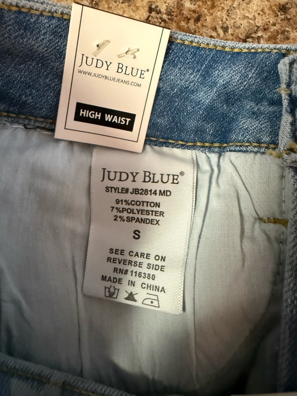 Judy Blue High Waist Denim Star & Stripe Mini Skirt Small - Picture 4 of 7